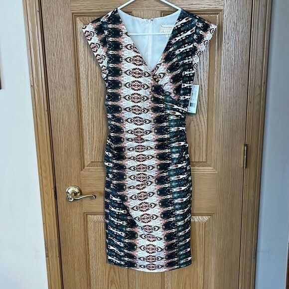 NWT Nicole Miller Artelier Becket Excursion Cotton Ivory Multicolor Dress Size 6 - Picture 2 of 7